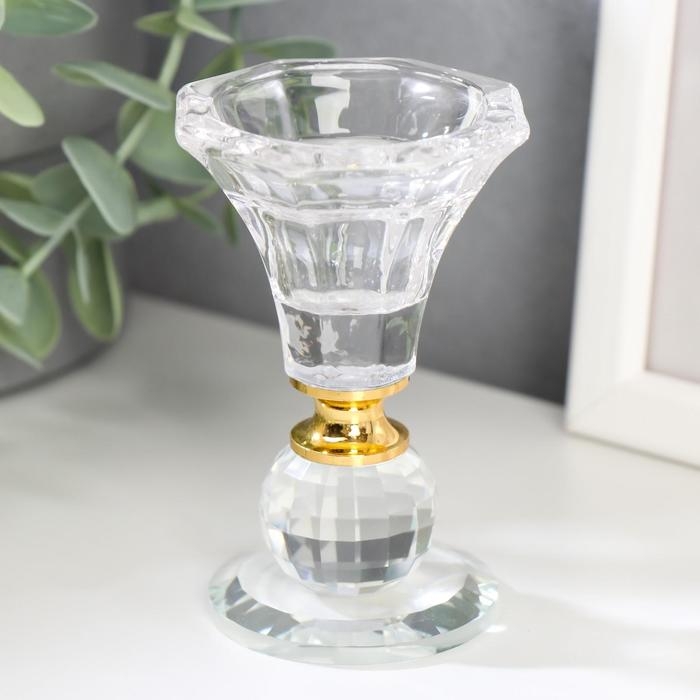 Подсвечник стекло на 1 свечу Подсвечник стекло на 1 свечу "Вазон с шариком" 9,2х5,6х5,6 см