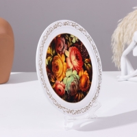 Панно-тарелка &laquo;Жостово&raquo;, белая, D = 20 см, лаковая миниатюра