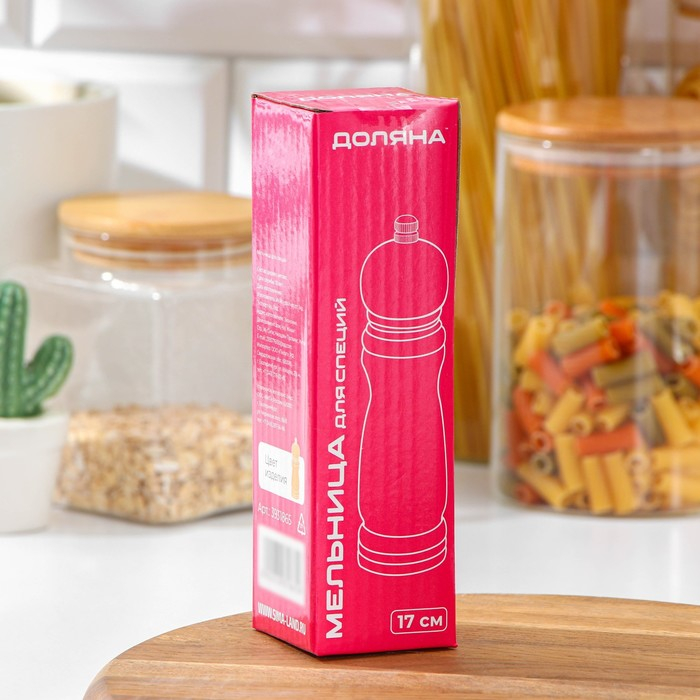 Мельница для специй Доляна, 17&times;4,5 см, металлический механизм, цвет светлое дерево