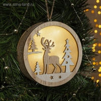Ёлочная игрушка &laquo;Олень в лесу&raquo;, батарейки АААх2 (не в комплекте), свечение тёплое белое