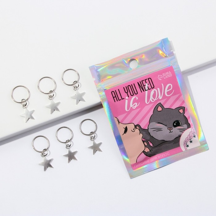 Заколки пирсинг для волос &laquo;All you need is love&raquo;, 6 шт.