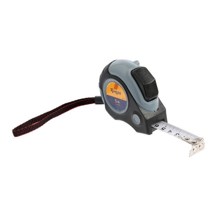 Рулетка ТУНДРА, двухкомпонентный корпус, автостоп, магнитный зацеп, 5 м &times; 19 мм