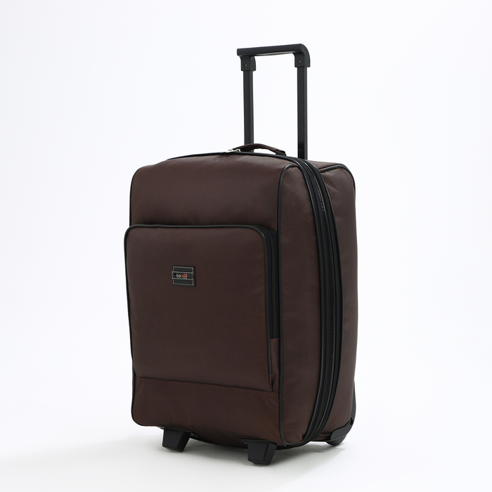 Чемодан малый 52 л (S), «Фабрика КАРТЕКС», отдел на молнии, с расширением, наружный карман, 2 колеса, цвет коричневый Чемодан малый 52 л (S), «Фабрика КАРТЕКС», отдел на молнии, с расширением, наружный карман, 2 колеса, цвет коричневый