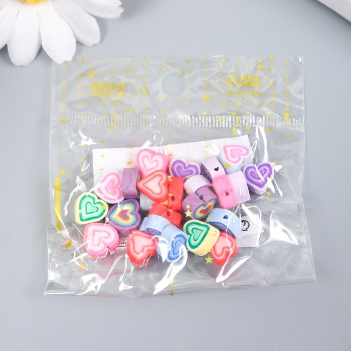 Бусины для творчества PVC "Сердечки красочные" набор 25 шт 0,5х0,9х1 см