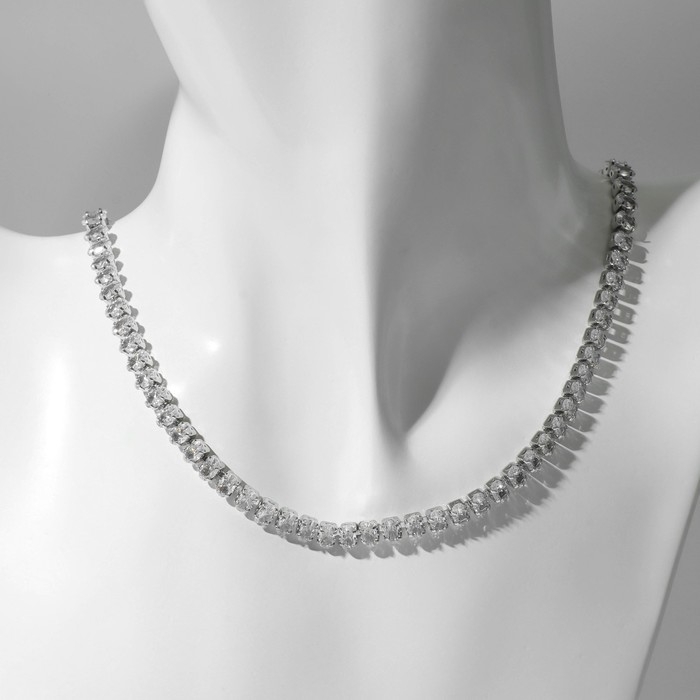 Колье со стразами «Лёд» овалы, цвет белый в серебре, 30 см Колье со стразами «Лёд» овалы, цвет белый в серебре, 30 см