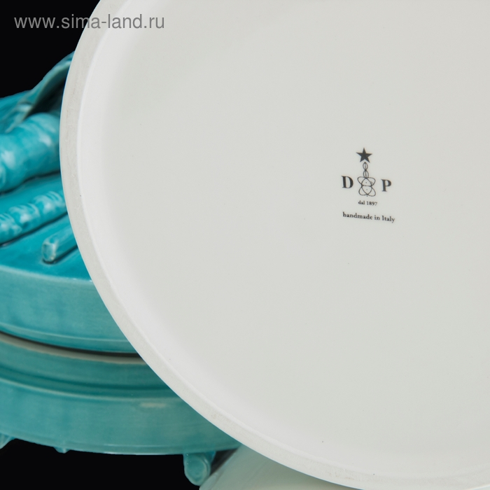 Шкатулка "Перо" бело-бирюзовая, 18 &times; 18 &times; 13 см