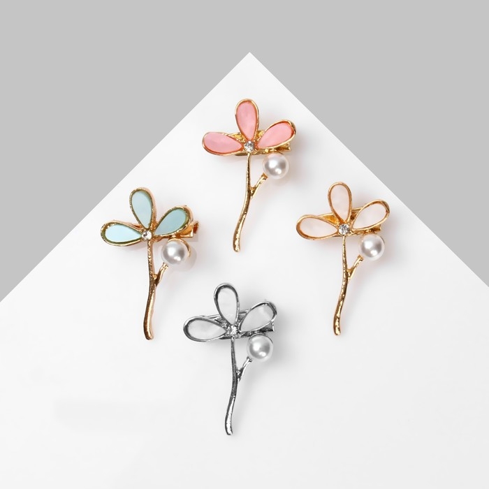 Брошь &laquo;Цветок&raquo; трилистник, цвет МИКС (неделимая фас. 12шт, цена за шт)