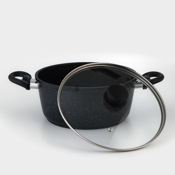 Кастрюля Доляна &laquo;Элит&raquo;, 4 л, d=26 см, h=11 см, антипригарное покрытие, стеклянная крышка