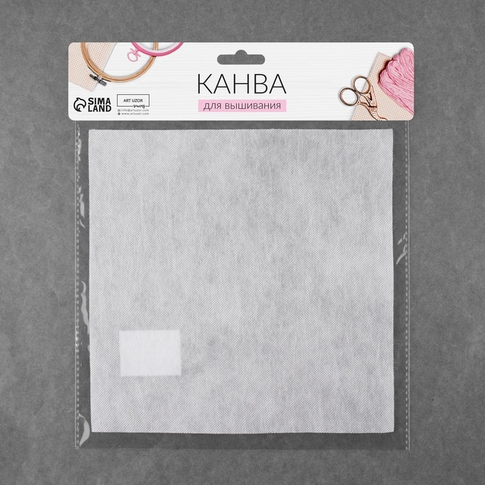 Канва водорастворимая, 19 &times; 20 см, цвет белый