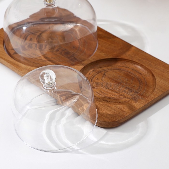 Блюдо для подачи с двумя крышками, 34&times;20&times;12 см, акация