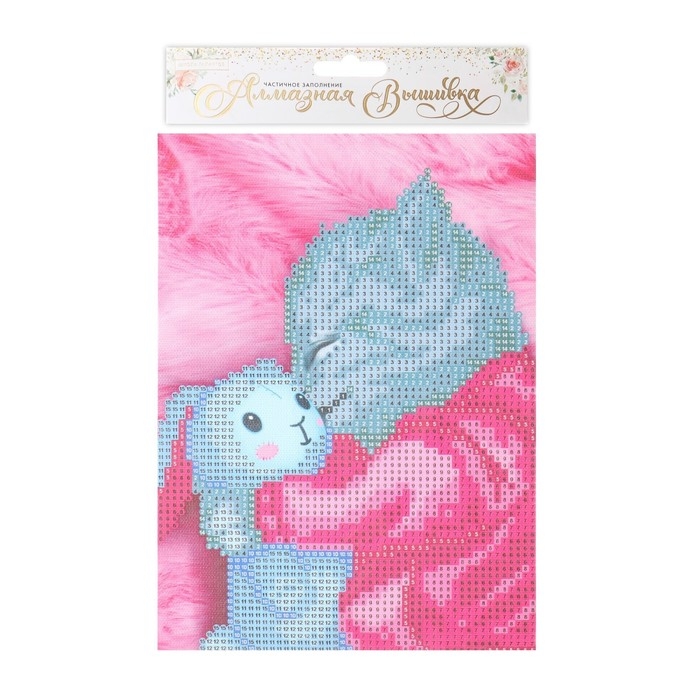 Алмазная мозаика с частичным заполнением на холсте &laquo;Котик&raquo;, 15 х 21 см