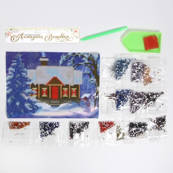 Алмазная мозаика на новый год с частичным заполнением на холсте &laquo;Зимушка&raquo;, 15 х 21 см, новогодний набор для творчества