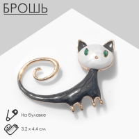 Брошь "Кошка" длиннохвостая, цветная в золоте Брошь "Кошка" длиннохвостая, цветная в золоте