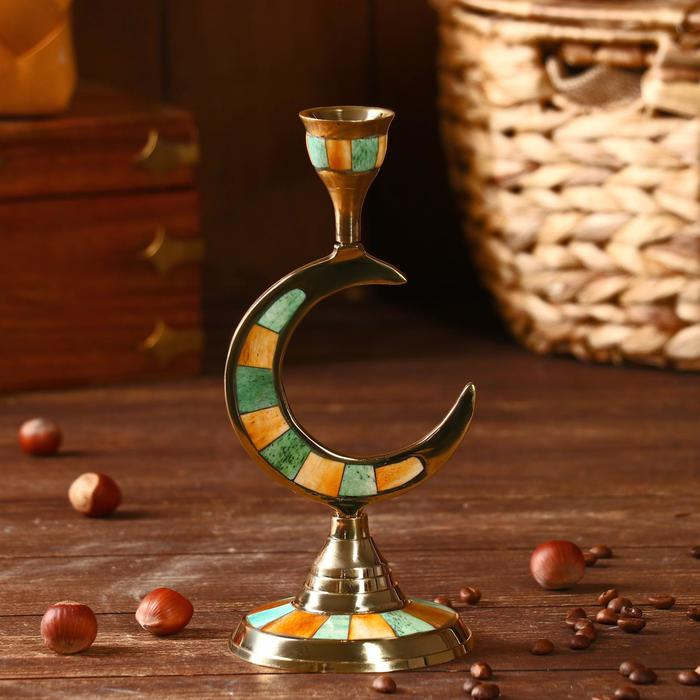 Подсвечник Подсвечник "Месяц" латунь, перламутр 8,5х8,5х19,5 см