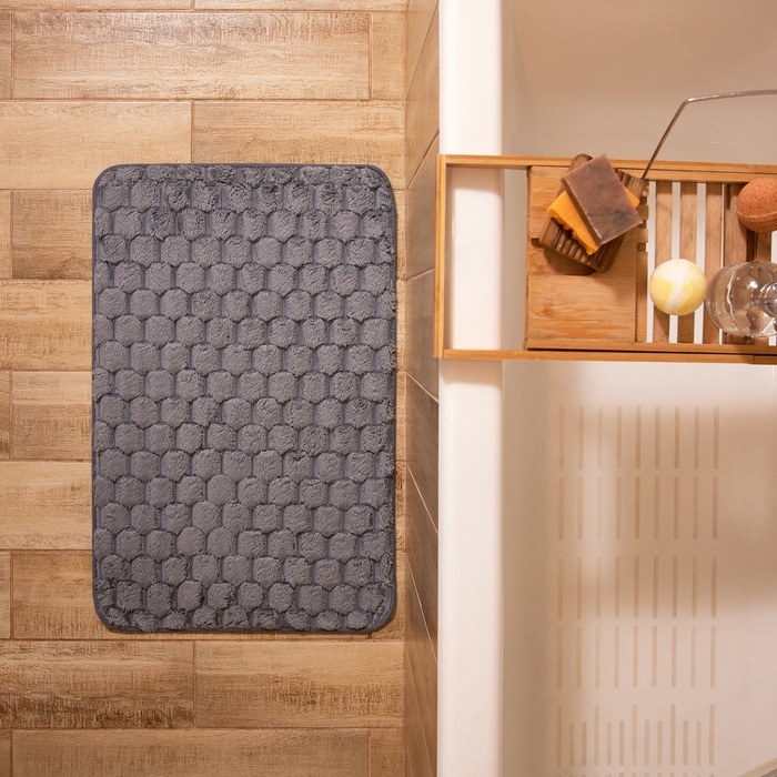 Коврик для ванной Этель &laquo;Ромбы&raquo;, цв. светло-серый, 50х80 см