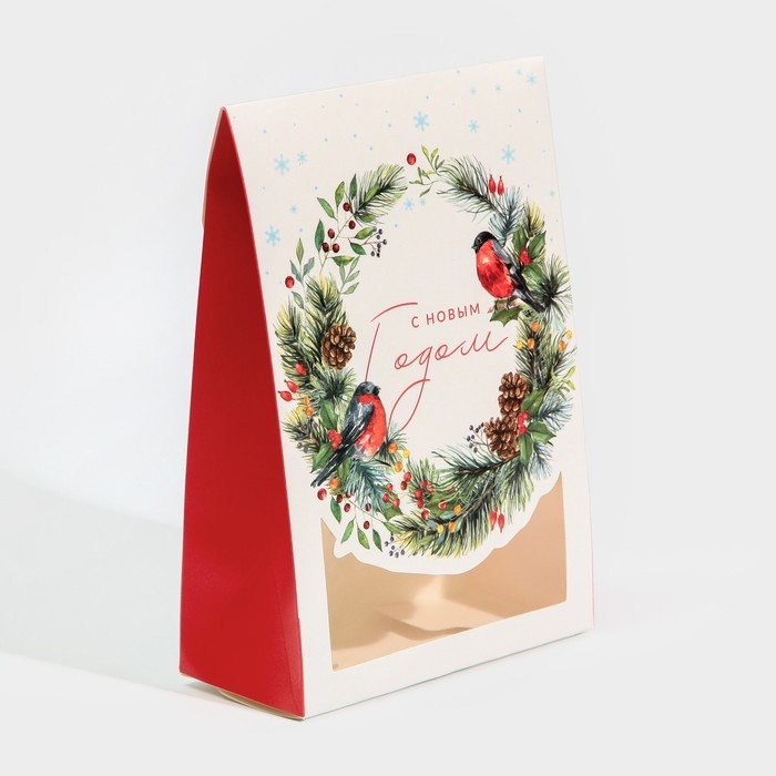 Коробка подарочная новогодняя складная &laquo;Снегири&raquo;, 15 х 7 х 22 см, Новый год
