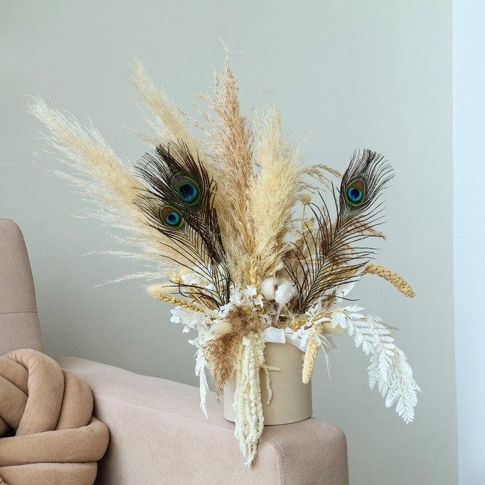 Перо павлина для декора, набор 3 шт., размер 1 шт. — от 25 до 30 см Перо павлина для декора, набор 3 шт., размер 1 шт. — от 25 до 30 см
