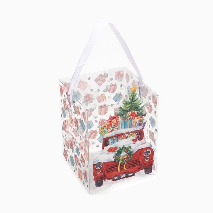 Коробка подарочная новогодняя складная ПВХ, &laquo;Счастья в Новом году&raquo;, 12 х 15 х 12 см, Новый год