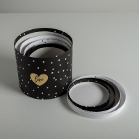 Набор шляпных коробок для цветов 4 в 1, упаковка подарочная, &laquo;Чёрно-белый&raquo;, 14 х 13 см - 20 х 17,5 см