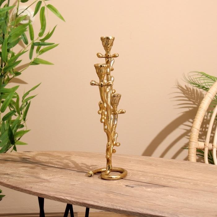 Подсвечник на 3 свечи Подсвечник на 3 свечи "Фьюри" алюминий 10х18х37 см