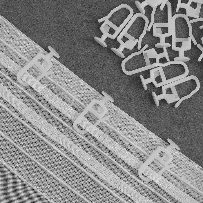 Крючок для штор, гвоздик с замком, 2,5 &times; 1,2 см, 20 шт, цвет белый