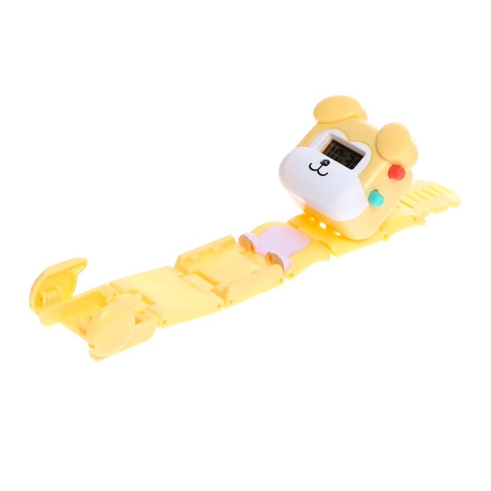 Часы «Весёлые зверята: Собачка», цвет жёлтый Часы «Весёлые зверята: Собачка», цвет жёлтый