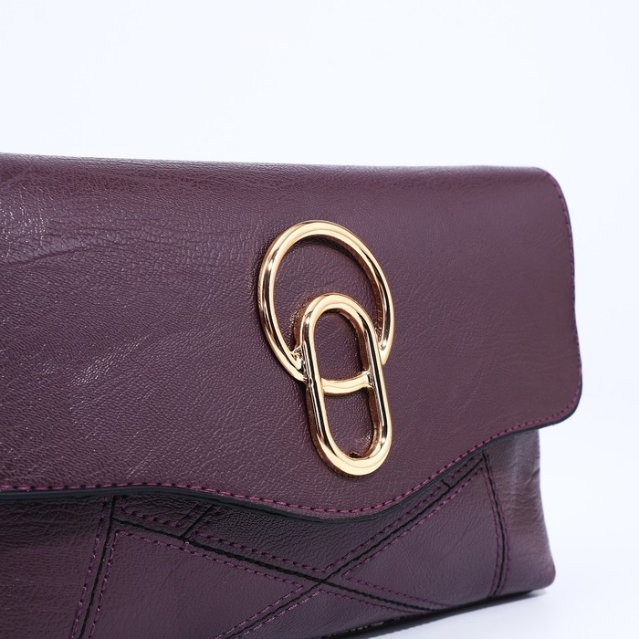 Сумка-клатч на магните, длинный ремень, цвет фиолетовый