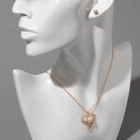 Гарнитур 2 предмета: кулон, серьги &laquo;Невесомость&raquo;, сердечко, цвет белый в золоте, 45см