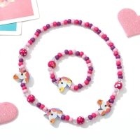 Набор детский &laquo;Выбражулька&raquo; 2 предмета: бусы, браслет, единорог, цветной
