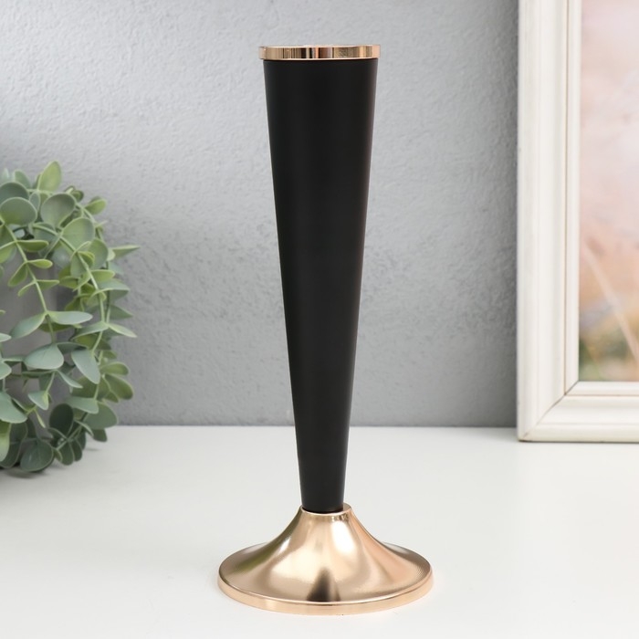 Подсвечник металл на 1 свечу Подсвечник металл на 1 свечу "Эвиан" d=1,5 см чёрный с золотом 9х22 см