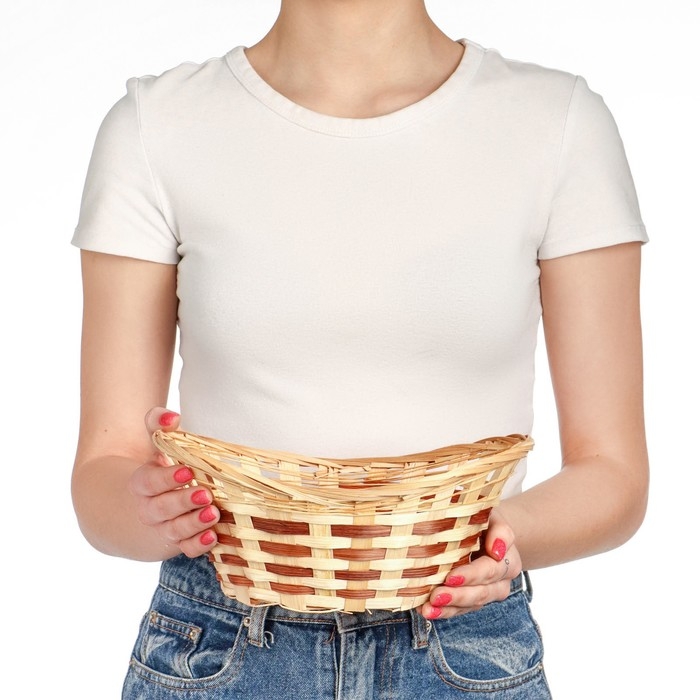 Корзина плетеная «Ладья», 24×17×8 см, бамбук Корзина плетеная «Ладья», 24×17×8 см, бамбук