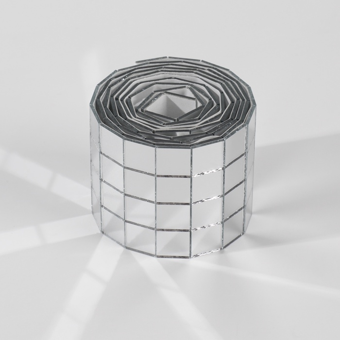 Зеркальная мозайка клеевая, 1 &times; 1 см, 4 ряда 4 см &times; 1 м, серебряное стекло