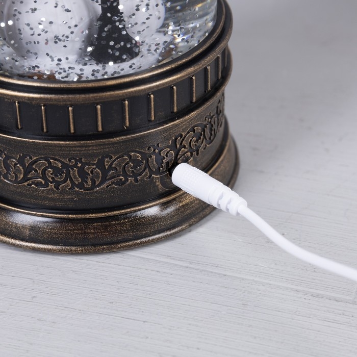 Светодиодная фигура &laquo;Фонарь со снеговиками&raquo; 14 &times; 27 &times; 14 см, пластик, батарейки ААх3 (не в комплекте), USB, свечение тёплое белое