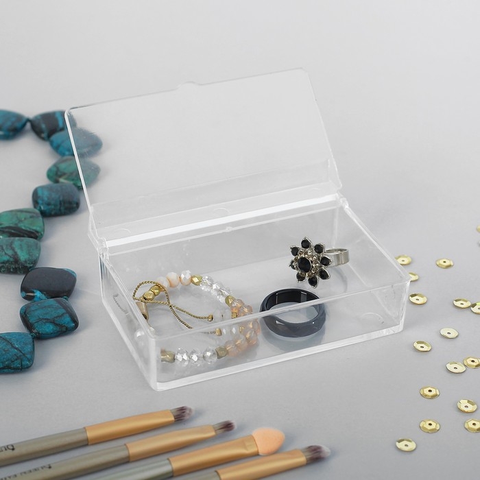 Короб для хранения мелочей, с крышкой, 10&times;7&times;3,5, оргстекло, цвет прозрачный