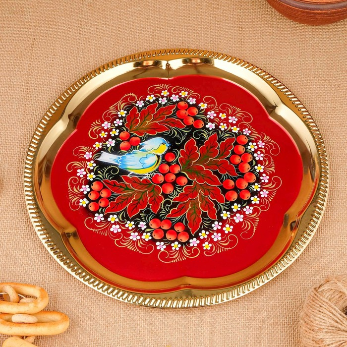 Набор &laquo;Рябина&raquo;, 3 предмета, самовар 3 л, заварочный чайник 0,7 л, поднос