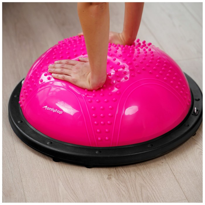 Полусфера BOSU гимнастическая ONLYTOP, массажная, с насосом, 55х25 см, цвет розовый Полусфера BOSU гимнастическая ONLYTOP, массажная, с насосом, 55х25 см, цвет розовый
