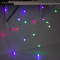 Гирлянда &laquo;Нить&raquo; 5 м с насадками &laquo;Розы большие&raquo;, IP20, прозрачная нить, 20 LED, свечение мульти (RG/RB), мигание, 220 В