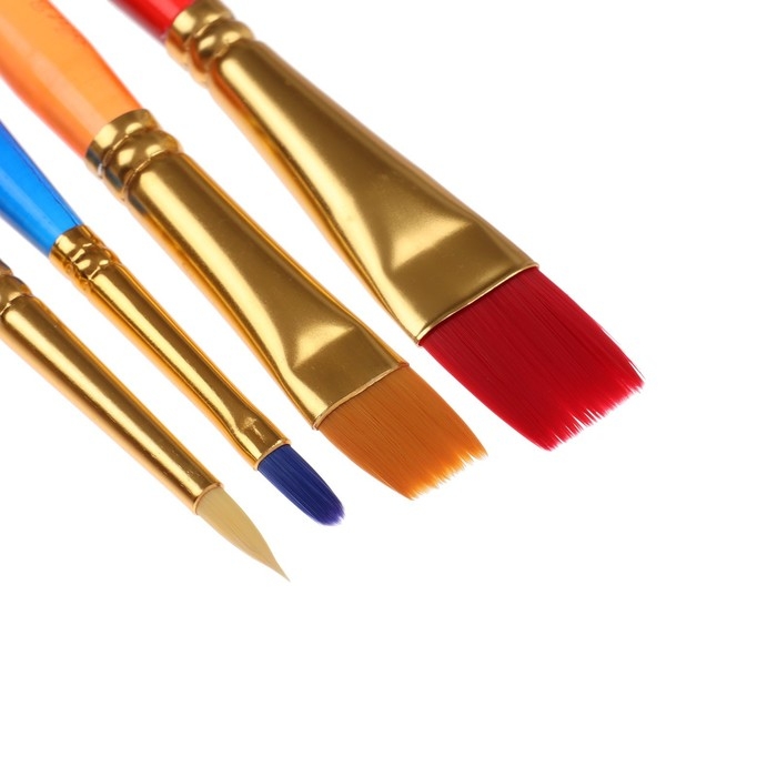 Набор кистей, пони и щетина, 4 штуки, ErichKrause Basic для акварели и гуаши, еврослот