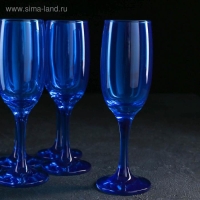 Набор бокалов для шампанского &laquo;Радуга&raquo;, 190 мл, 6 шт, цвет кобальт