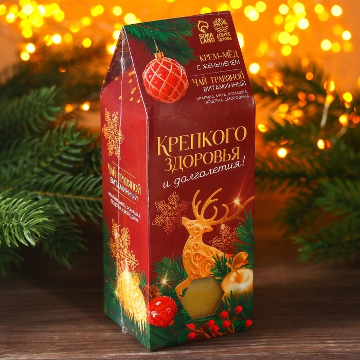 Набор &laquo;Крепкого здоровья&raquo;: травяной чай 20 г. и крем-мед 120 г.