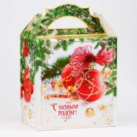 Новый год. Коробка подарочная новогодняя Ларец "Елочные игрушки" 18,2 х 11,5 х 26 см.