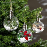 Набор ёлочных шаров &laquo;Зимний лес&raquo; 3 шт., батарейки, 1 LED, свечение тёплое белое