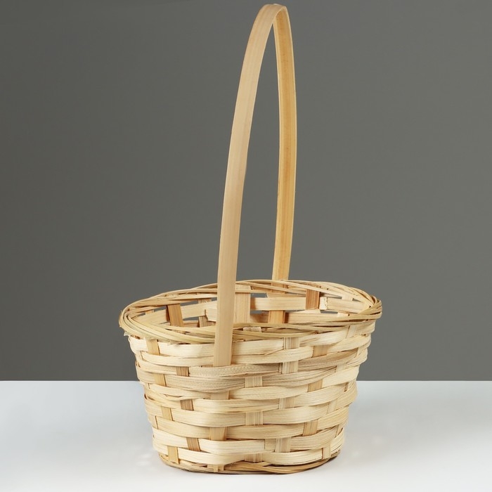 Корзина плетеная, D19 х 9,5 х 32см, бамбук Корзина плетеная, D19 х 9,5 х 32см, бамбук