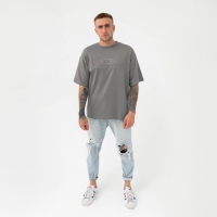 Футболка KAFTAN "пздц", серый, р. 48