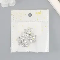 Декор для творчества металл, стразы "Пятилистник с кантом" серебро 1,9х1,7 см