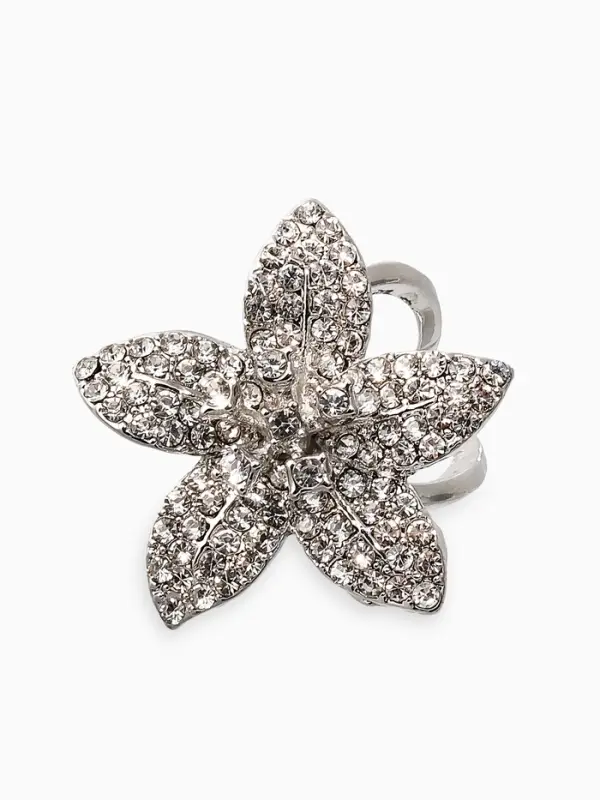 Кольцо для платка "Цветок Лилии", цвет белый в серебре