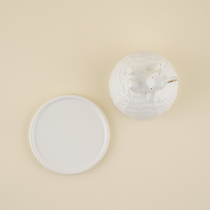 Лимонница керамическая SL Home &laquo;Лесные кролики&raquo;, 14&times;14,5 см, цвет белый