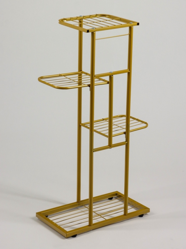 Подставка для цветов Greengo, 4 полки, 43 &times; 22 &times; 82 см, напольная, металл, цвет золотой