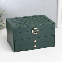 Шкатулка кожзам для украшений "Стёганая с рамкой" зелёная 23х17х13,5 см Шкатулка кожзам для украшений "Стёганая с рамкой" зелёная 23х17х13,5 см