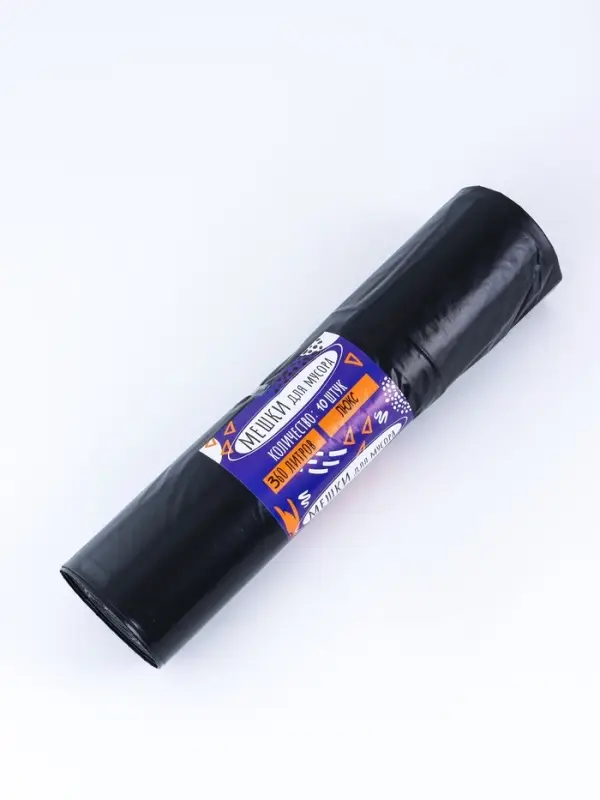 Мешки для мусора 360 л, ПНД, 80 мкм, 10 шт в рул, цвет черный